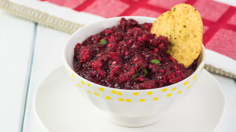 Bowl of cranberry salsa