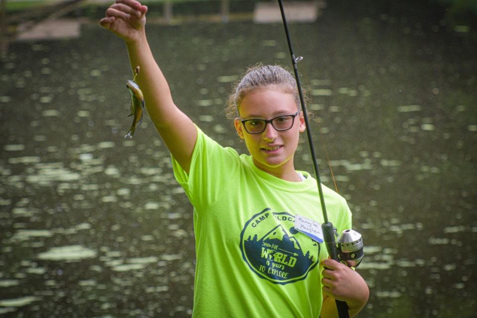 Makaylee Meagher caught her second bluegill during a Camp Wildcats fishing trip to Oak Openings in 2021.