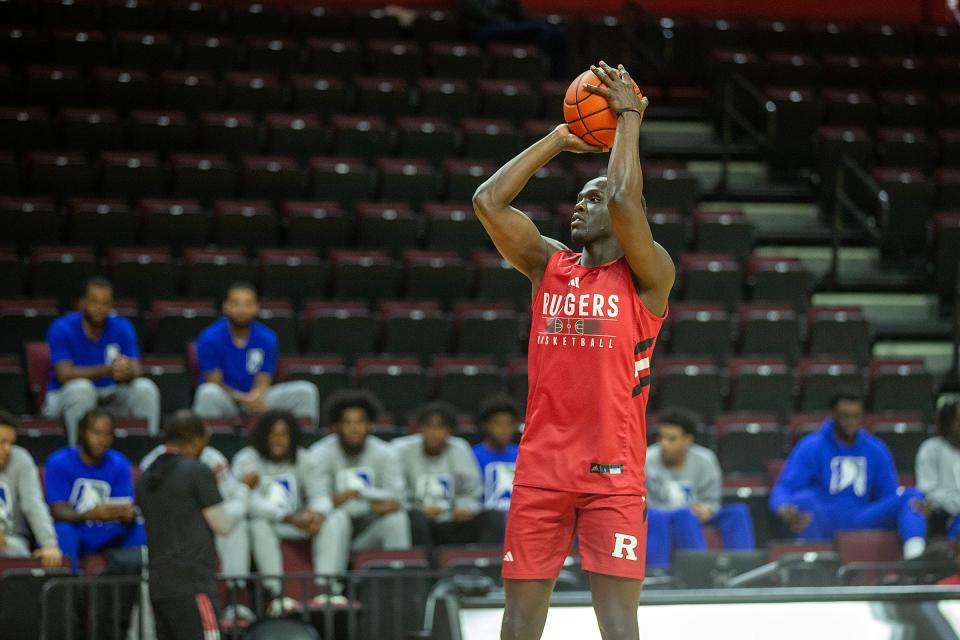 Mawot Mag practices with his teammates during Rutgers men's basketball media day at Jersey Mike's Arena in Piscataway, NJ Tuesday, October 3, 2023.