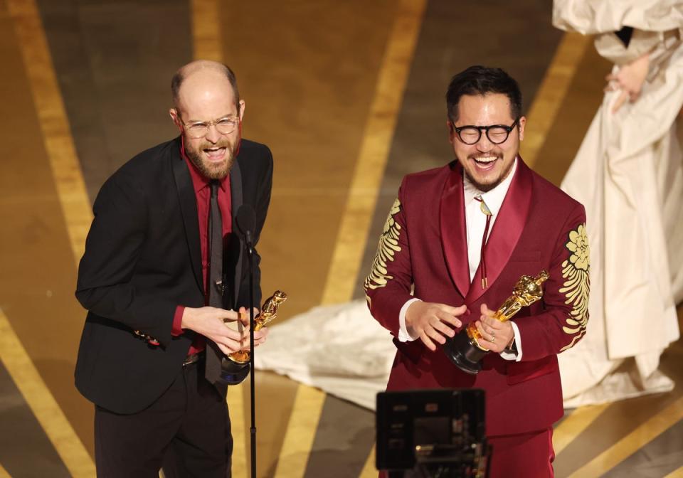 Daniel Scheinert and Daniel Kwan, directors of ‘Everything Everywhere’, at the Oscars (Variety via Getty Images)