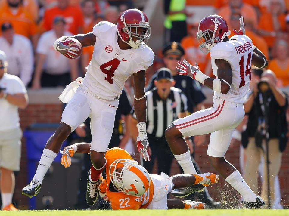 Deionte Thompson, right, was one of Alabama’s best special teams players in 2016. (Photo by Kevin C. Cox/Getty Images)