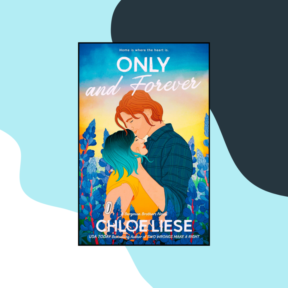 Book cover of "Only and Forever" by Chloe Liese, featuring an illustrated couple embracing