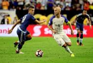 Jun 21, 2016; Houston, TX, USA; United States midfielder Michael Bradley (4) dribbles the ball during the match against Argentina in the semifinals of the 2016 Copa America Centenario soccer tournament at NRG Stadium. Kevin Jairaj-USA TODAY Sports