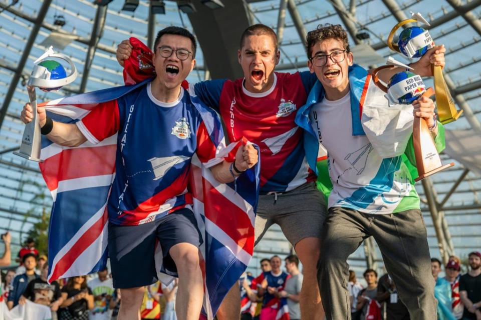 Yicheng Sun of Great Britain, Lazar Krstic of Serbia and Aibek Atabay of Kazakhstan (Red Bull)