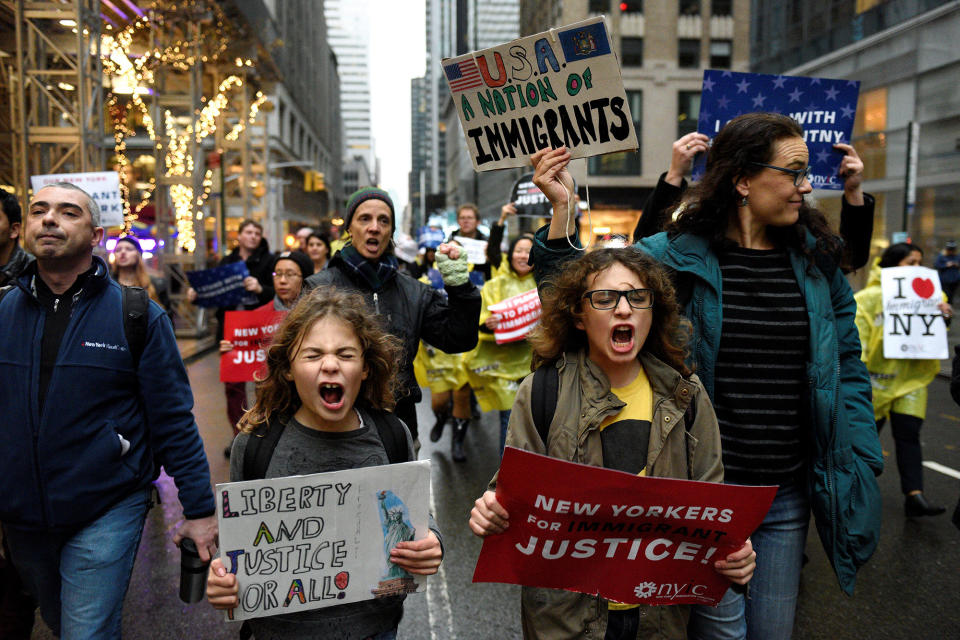 Anti-Trump protesters gather as Electoral College votes