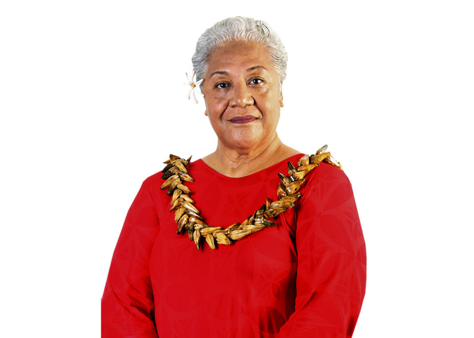 In this undated photo from the FAST Party, Fiame Naomi Mata'afa poses for a portrait in Samoa. Samoa appears set to get its first female leader after the nation's top court on Monday, May 17, 2021, reinstated the results of a knife-edge election last month. Two decisions by the Supreme Court have paved the way for Fiame Naomi Mata'afa to become prime minister of the small island nation. (FAST party via AP)