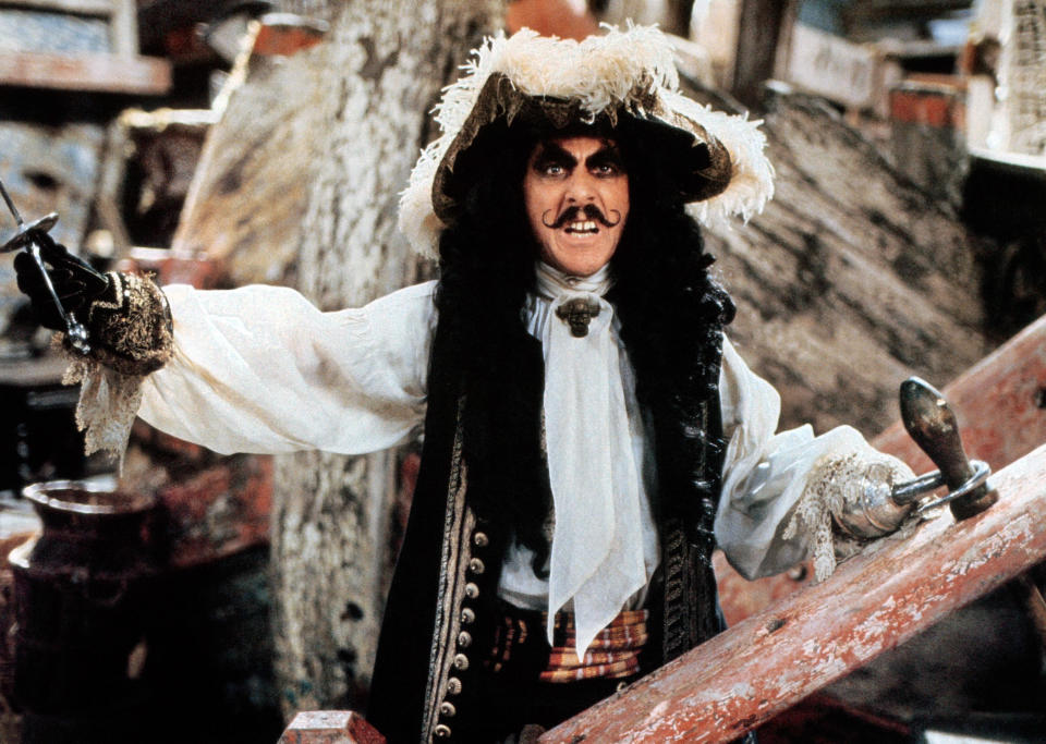 Dustin Hoffman as Captain James Hook in Steven Spielberg's 1990 hit, Hook (Photo: TriStar Pictures/courtesy Everett Collection)