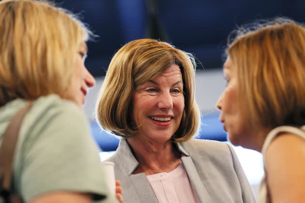 Democratic U.S. Senate candidate Trudy Busch Valentine speaks with supporters at the St. Louis' Kingside Diner on Monday. Busch Valentine was facing Lucas Kunce, a Marine veteran, in the primary. (Photo: Michael M. Santiago via Getty Images)