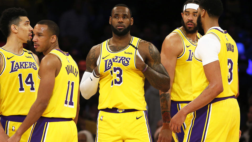 LeBron James and his Los Angeles Lakers teammates, pictured here in action in the NBA.