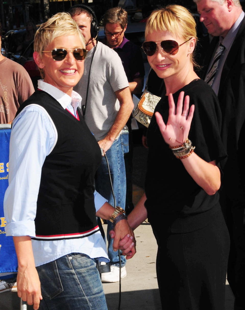 DeGenered wed actress Portia de Rossi, her girlfriend of four years, during California's brief overturn of Proposition 8. The marriage was ruled valid, and de Rossi has since changed her legal name to Portia Lee James DeGeneres.