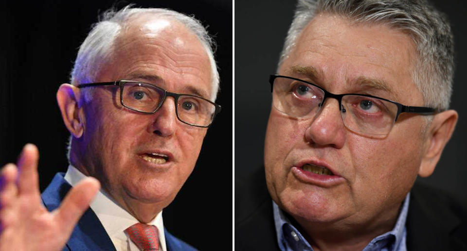 Malcolm Turnbull and Ray Hadley are pictured.