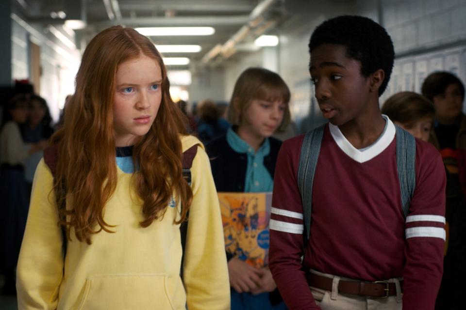 Editorial use only. No book cover usage. Mandatory Credit: Photo by Netflix/Kobal/Shutterstock (9309863aq) Sadie Sink, Caleb McLaughlin "Stranger Things" (Season 2) TV Series - 2017