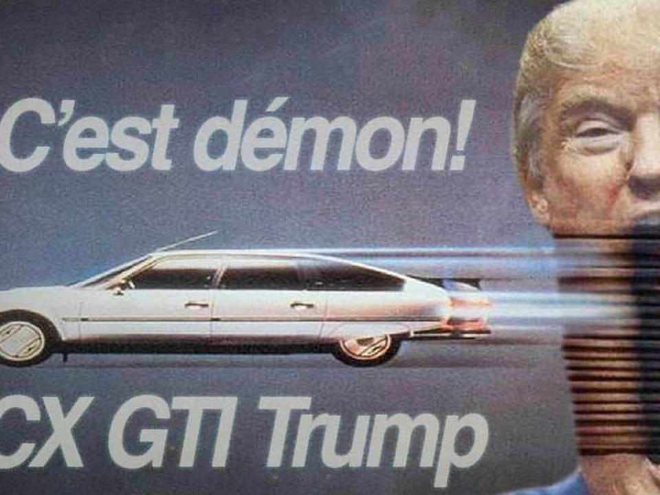 <p>Dieser User dachte sich wohl, dass es am naheliegendsten ist, wenn man bei einer Werbekampagne bleibt. Prompt photoshoppte er Trump in eine Old-School-Autowerbung hinein. Da staunt der mächtigste Mann der Welt nicht schlecht! (Bild-Copyright: tkir/Imgur) </p>