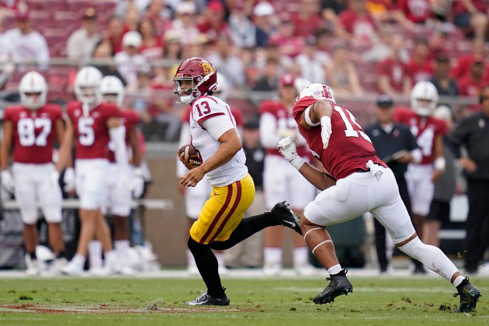 Will Caleb Williams and the USC football team rout Fresno State in their college football game Saturday?