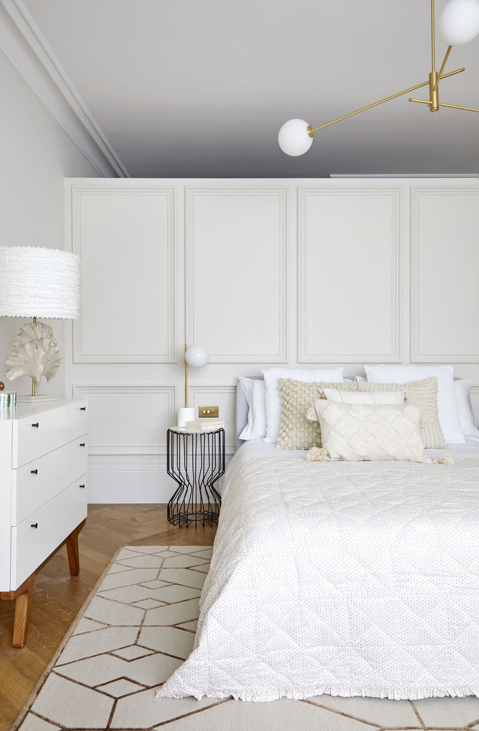 bedroom with white and cream bedlinen