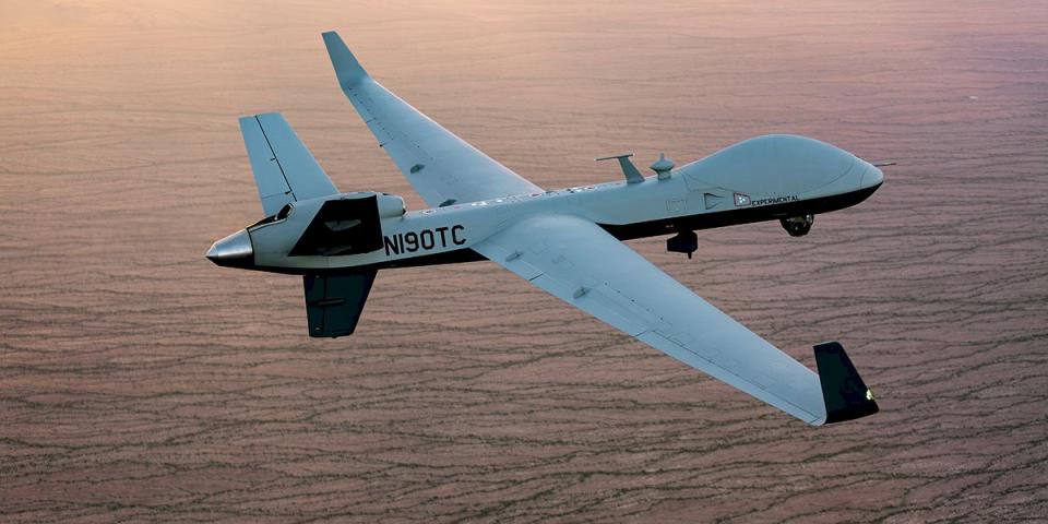 「海上衛士」MQ-9B(SeaGuardian)無人偵察機。(GA航空系統公司網站)