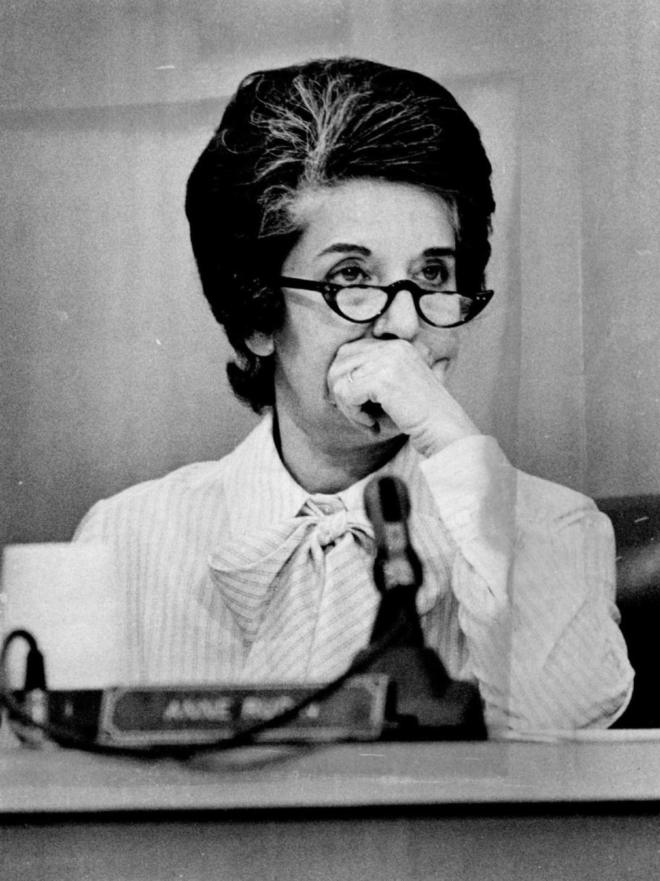 Sacramento City Councilwoman Anne Rudin attends a meeting on April 4, 1974.