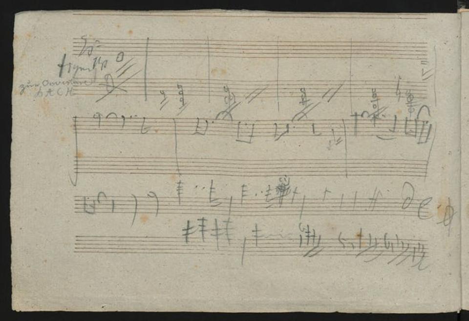 A page of Beethoven's notes for his planned 10th Symphony (Beethoven House Museum , CC BY-SA)