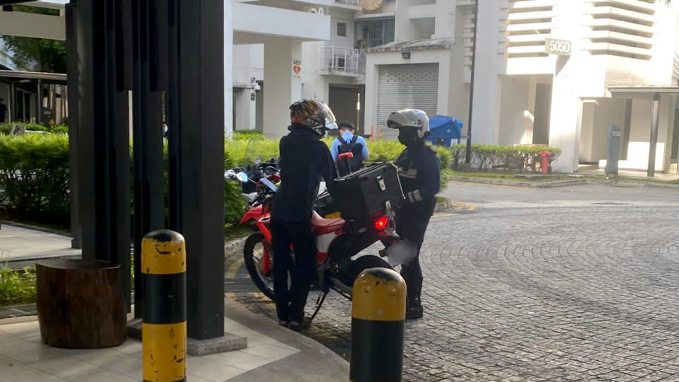 The motorcyclist was arrested during a crackdown carried out by the LTA on May 3, 2023.  (Photo: LTA Facebook page)