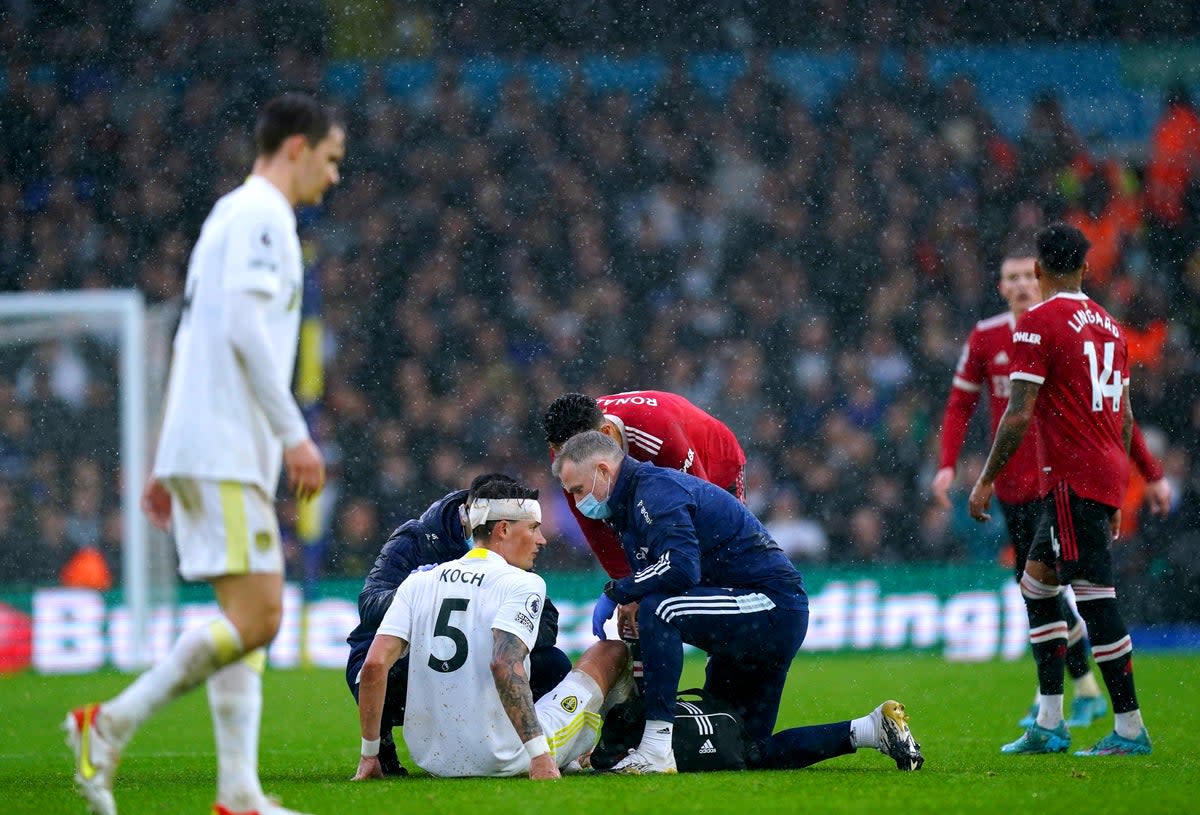 Robin Koch suffered with concussion during a match between Leeds and Manchester United in February (Mike Egerton/PA) (PA Wire)