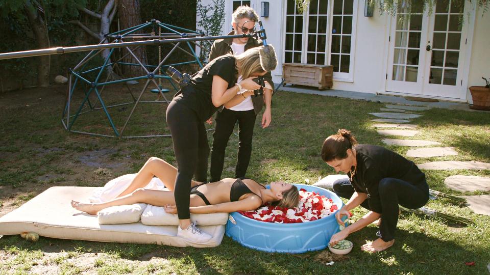 Dominique Druckman is one of the subjects of HBO's documentary "Fake Famous," in which director Nick Bilton attempts to launch three unknowns. Druckman pretends she's at the spa with the help of a backyard kiddie pool filled with flower petals.
