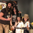 <p>Rock on! “Dream come true my kids getting to meet SLASH,” Aquaman captioned this shot with his son, Nakoa-Wolf, 8, and daughter Lola, 10, posing with the Guns N’ Roses guitarist. The group posed for a photo backstage at the band’s Los Angeles Forum show on Thursday night. “Mahalo braddah epic night,” he added. “Big love.” (Photo: <a rel="nofollow noopener" href="https://www.instagram.com/p/BcIEHUNnG_0/?taken-by=prideofgypsies" target="_blank" data-ylk="slk:Jason Momoa via Instagram;elm:context_link;itc:0;sec:content-canvas" class="link ">Jason Momoa via Instagram</a>) </p>