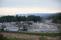 Destroyed buildings are seen after wildfires forced the mandatory evacuation of Fort McMurray, Alberta, Canada, June 1, 2016. REUTERS/Topher Seguin