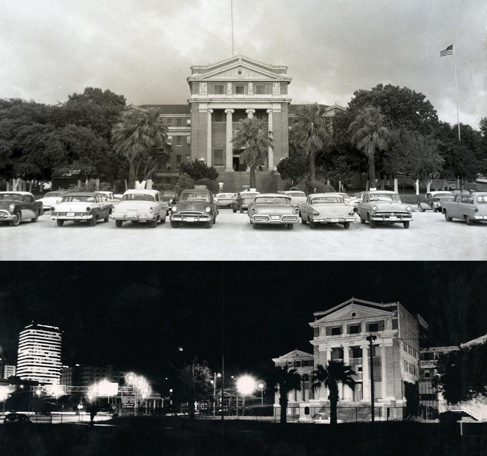 TOP: The 1914 Nueces County Courthouse was still in use when this photo was taken in June 1959. BOTTOM: By October 1992, when this photo was taken, the courthouse had been empty for 15 years. The county moved out of the building in August 1977.