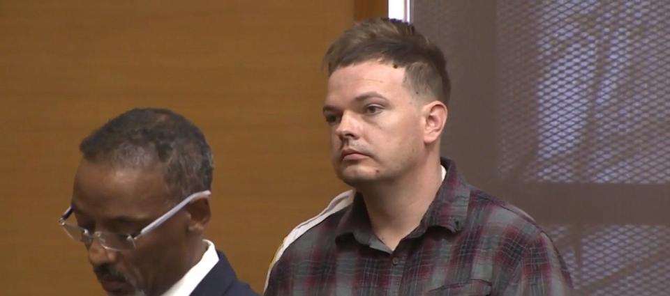 Ryann Sweatt, pictured during his April arraignment in Framingham District Court, was arraigned Tuesday in Middlesex Superior Court in connection with what authorities describe a road rage death in Hopkinton.