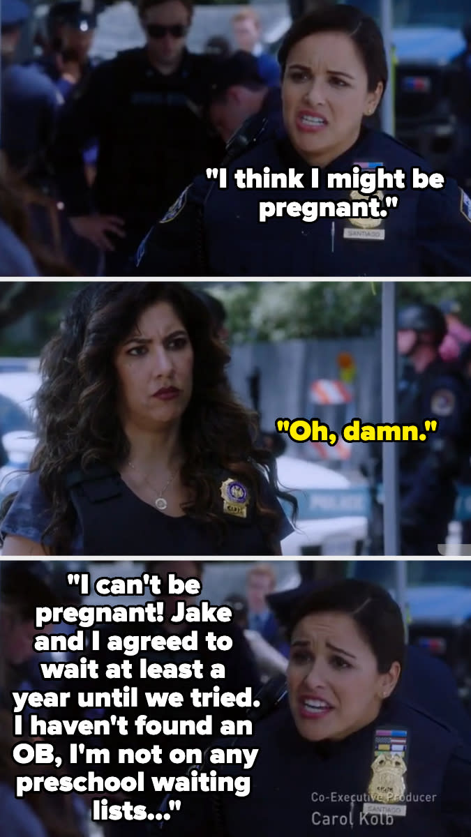 character saying, i can't be pregnant jake and i agreed to wait at leasst a year until we tried