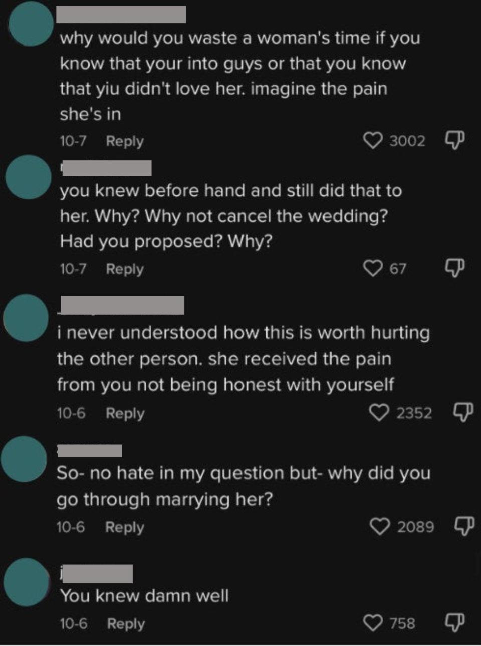 comments on tiktok criticizing abe for marrying woman