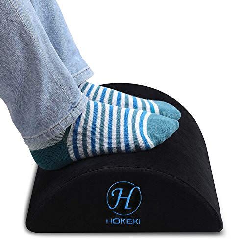 HOKEKI Foot Rest Under Desk, Soft Yet Firm Foam Foot Cushion Under Desk, Foot Stool Pillow for Office Home Desk Airplane Travel, with Non-Slip Surface(Black)