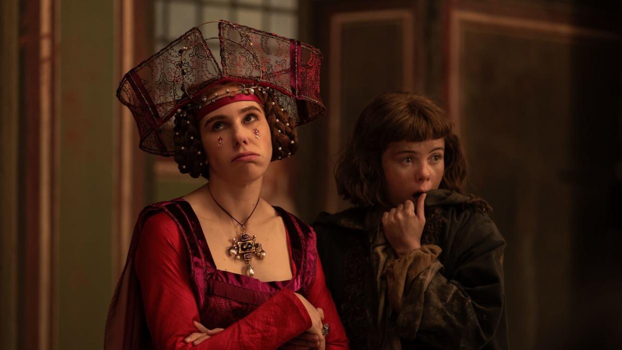 decameron l to r zosia mamet as pampinea and saoirse monica jackson as misia in episode 102 of decameron