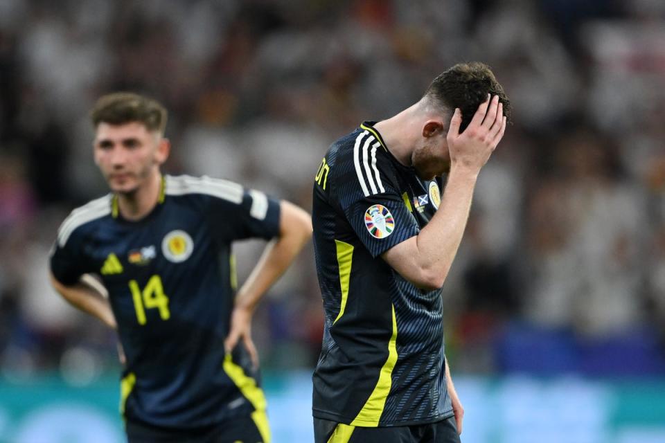 Andy Robertson of Scotland looks dejected after defeat to Germany (Getty Images)