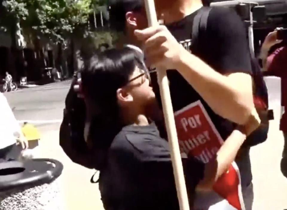 Yvette Felarca is facing an assault charge for allegedly attacking a neo-Nazi during a Sacramento protest in June 2016. (Photo: KPIX TV)