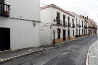 An empty street is pictured during partial lockdown as part of a 15-day state of emergency to combat the coronavirus disease (COVID-19) outbreak in downtown Ronda