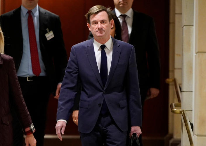 David Hale, Under Secretary of State for Political Affairs, arrives for a closed-door deposition as part of the impeachment inquiry into U.S. President Trump led by the House Intelligence, House Foreign Affairs and House Oversight and Reform Committees on Capitol Hill in Washington, U.S., November 6, 2019.      (Photo: Joshua Roberts/Reuters)