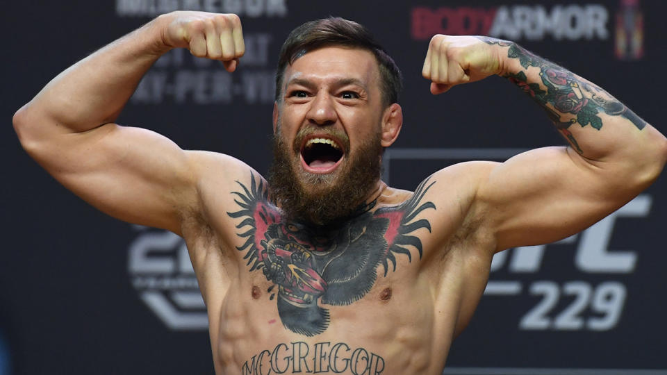 Conor McGregor, pictured here during a weigh-in for UFC 229 in 2018.