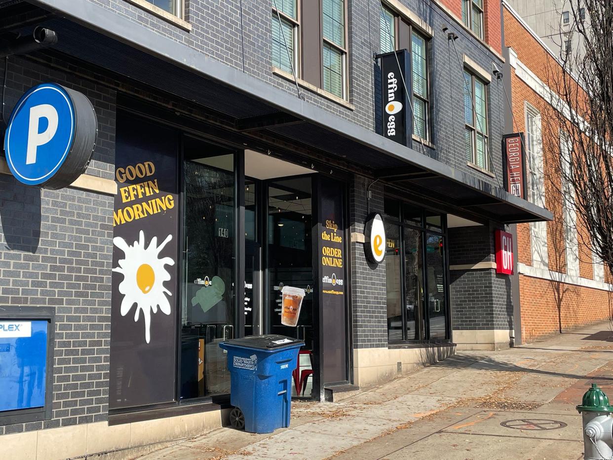 The entrance of Effin Egg in downtown Athens on Dec. 21. The breakfast franchise location opened on Nov. 30.