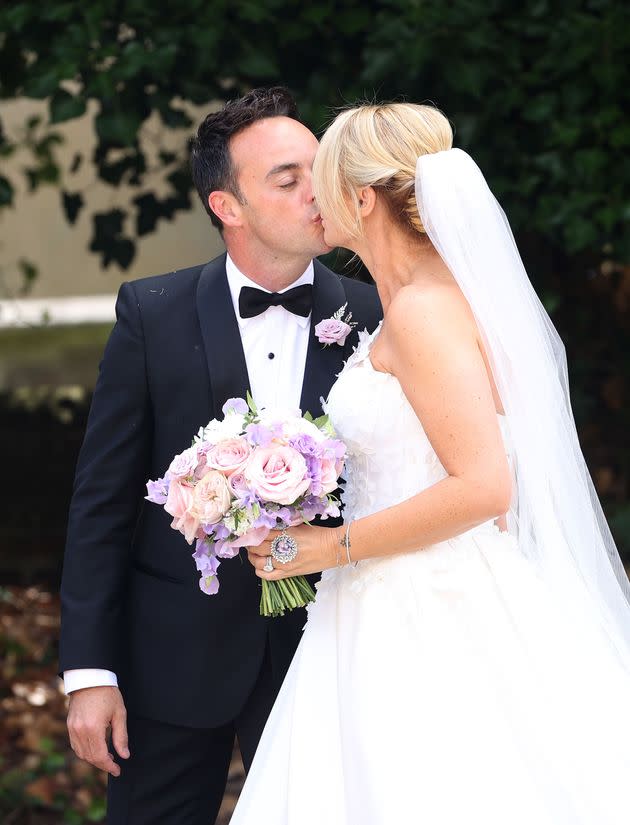 Ant McPartlin and Anne-Marie Corbett seen leaving their wedding at St Michael's Church in Heckfield (Photo: Mike Marsland via Getty Images)