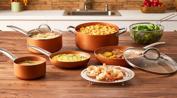 Get cooking with a 9-piece set of copper pots and pans for $30 off.