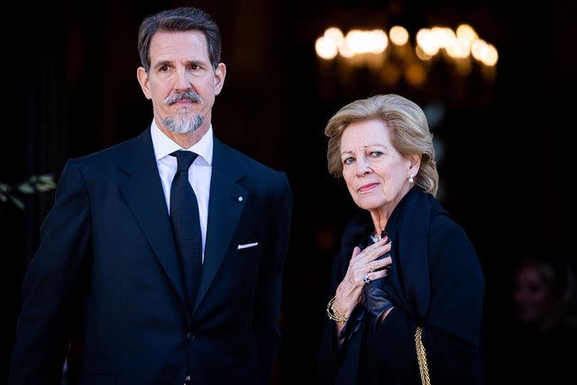 Patrick van Katwijk/Getty Images Queen Anne Marie of Greece and Crown Prince Pavlos of Greece attend the funeral of Former King Constantine II of Greece