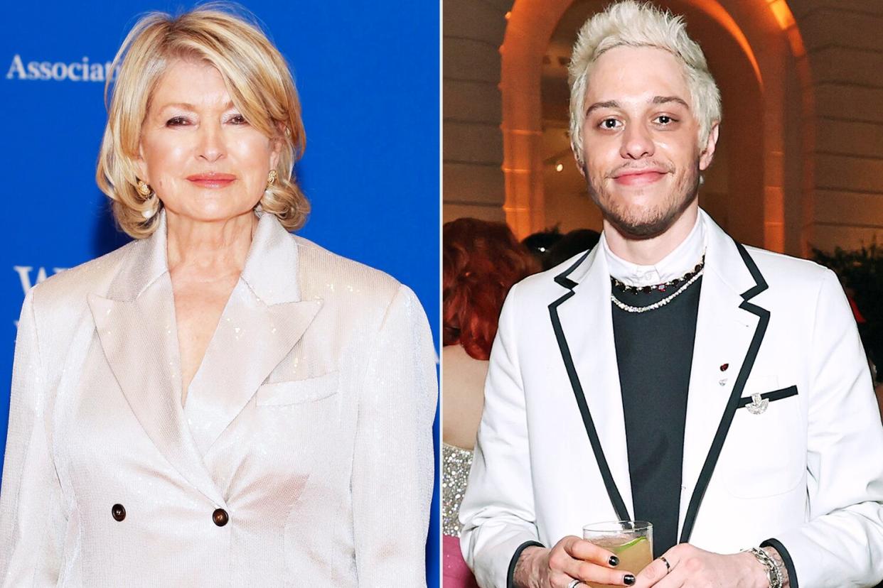 Martha Stewart attends the 2022 White House Correspondents' Association Dinner at Washington Hilton on April 30, 2022 in Washington, DC. (Photo by Paul Morigi/Getty Images); Pete Davidson attends the The 2021 Met Gala Celebrating In America: A Lexicon Of Fashion at Metropolitan Museum of Art on September 13, 2021 in New York City. (Photo by Cindy Ord/MG21/Getty Images for The Met Museum/Vogue )