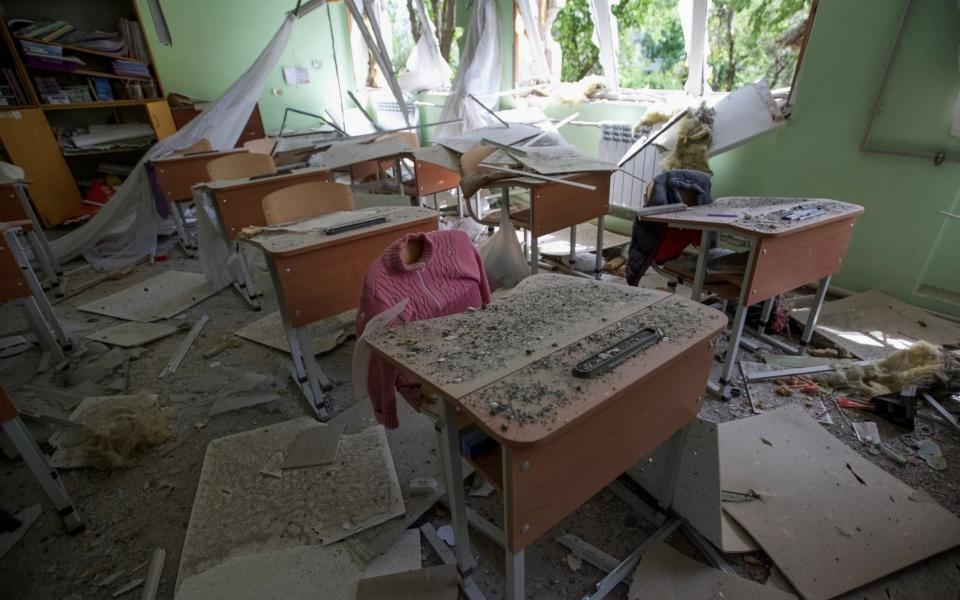 The school has been destroyed during the course of the Russian invasion - STRINGER/REUTERS