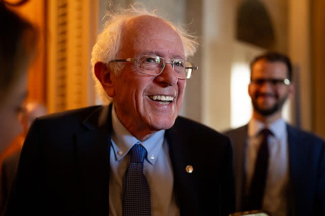 <p>Andrew Harnik/Getty</p> Bernie Sanders in Washington D.C. in April 2024