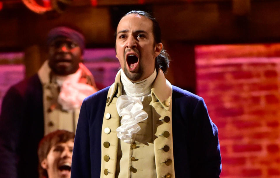 Lin-Manuel Miranda on stage for his hit Broadway musical 'Hamilton' - Credit: Getty Images/CBS Photo Archive