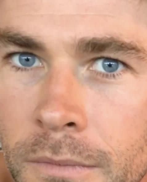 And then all that takes up the screen is Chris' heavenly blue eyes. We're melting. Source: Instagram