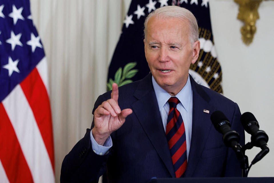 U.S. President Joe Biden delivers remarks on healthcare coverage and the economy, at the White House in Washington, U.S. July 7, 2023.  REUTERS/Jonathan Ernst