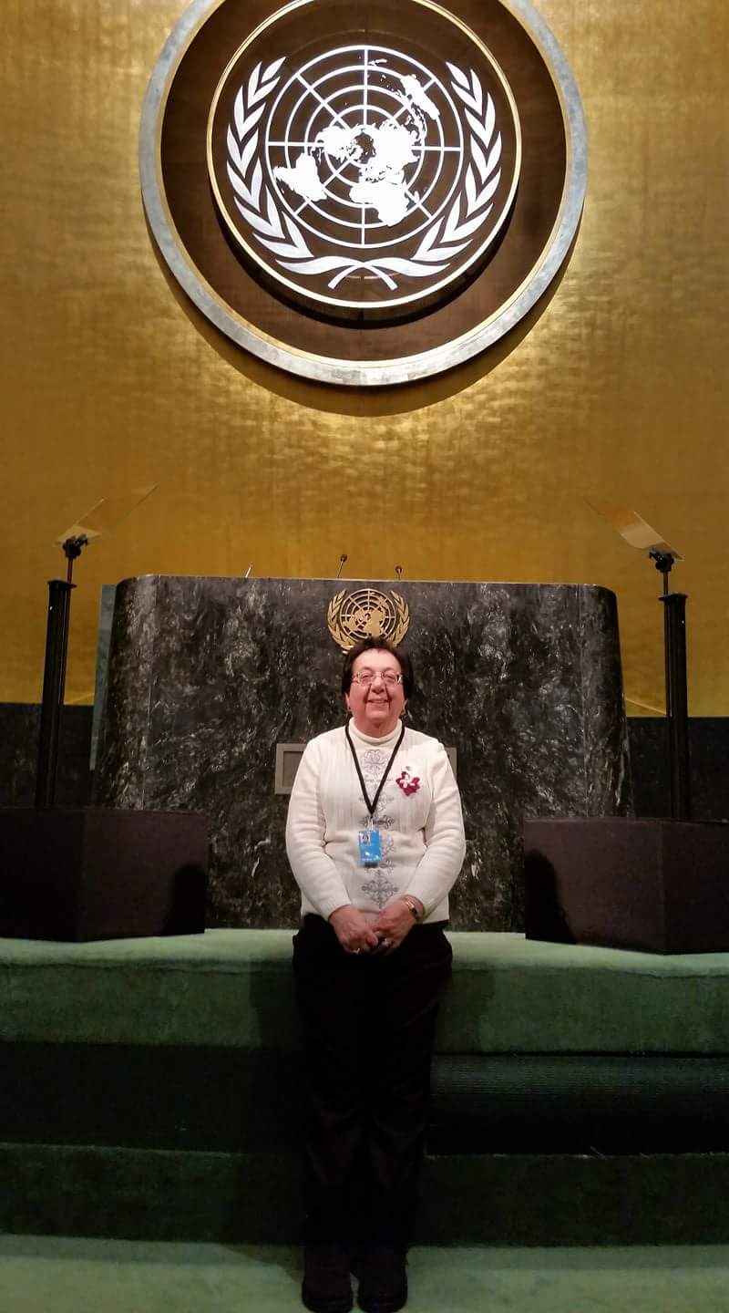 Vivian Walczesky is shown as a Soroptimist International delegate at a previous United Nations meeting. Next month, Walczesky of Monroe will represent Soroptimist International in Kenya.