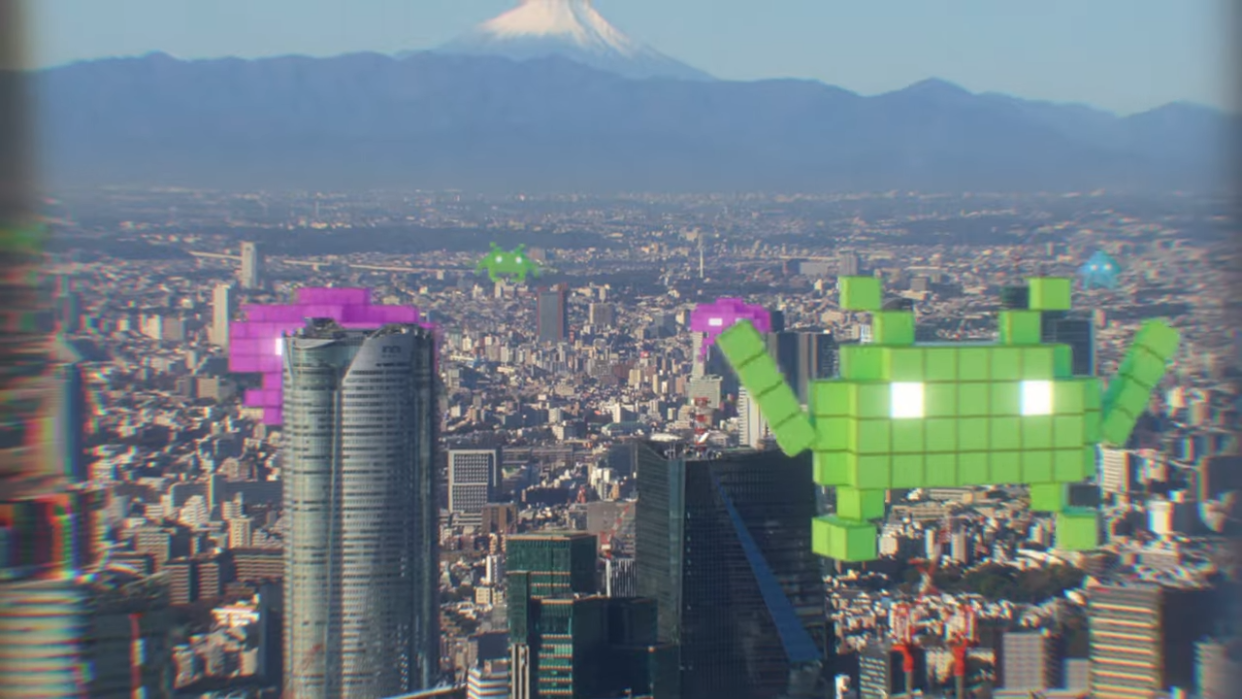  Space invaders floating in the real world thanks to an AR game. 